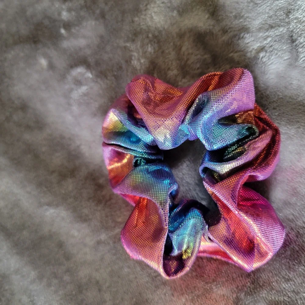 Unbranded Hair Scrunchie Womens OS Iridescent Excellent Metallic Holographic